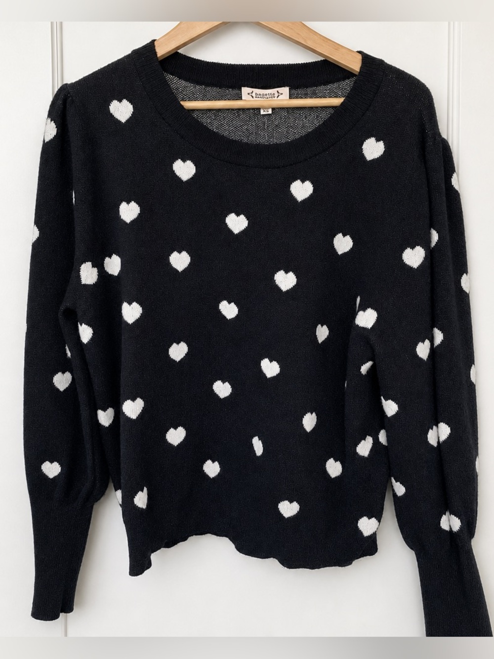 NWT Nannette Lenore Black Sweater with Hearts Size XL